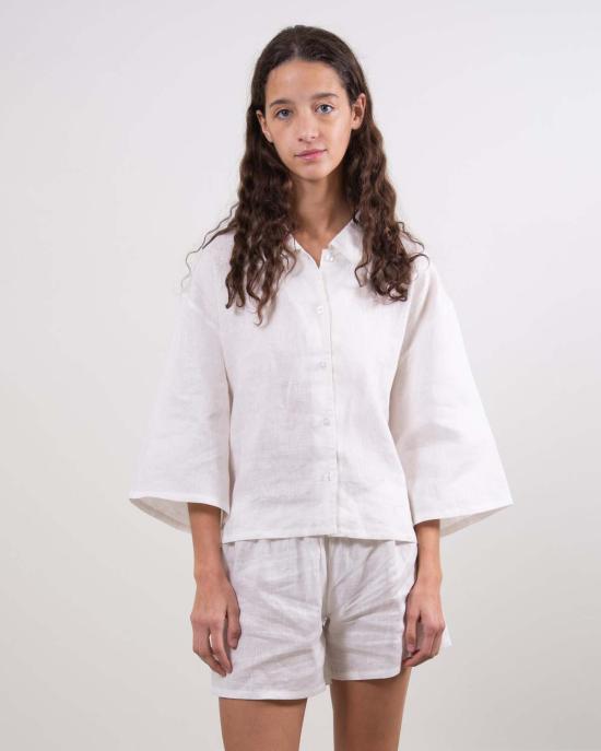  Sønderhaus 라운지 웨어 쇠네르하우스 리넨 세트 화이트