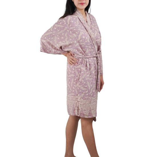  Kasih Coop 라운지 웨어 손 염색 바틱 기모노 보라색 라일락 라벤더 - OTHER BRANDS