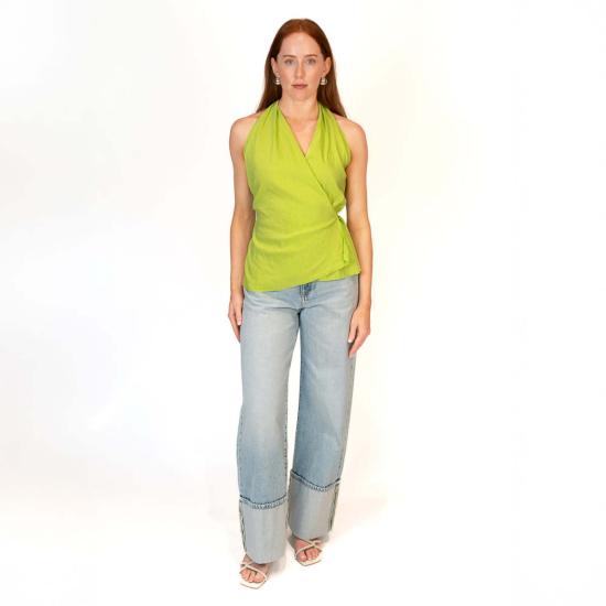  알리지 민소매 티셔츠 알리시 스트레치 린넨 랩탑 - ALYSI