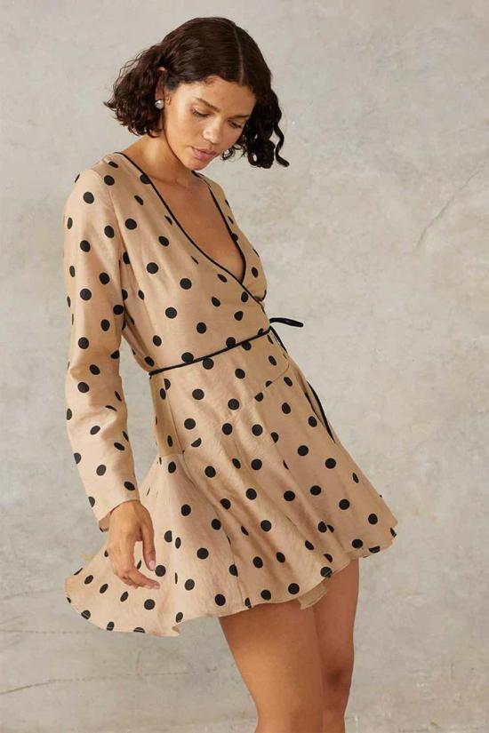  Mon Renn 숏 원피스 몬 렌 루시엔다 미니 드레스 모카 폴카 도트 - OTHER BRANDS