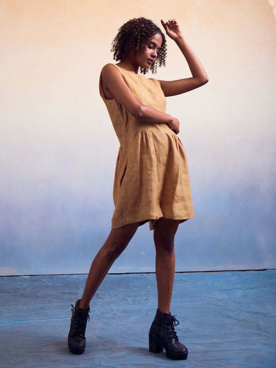  이키비 점프수트 조이 옴브레 머스타드 차콜 수트 세트 - IKKIVI