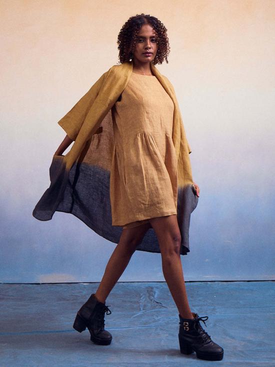  이키비 점프수트 조이 옴브레 머스타드 차콜 수트 세트