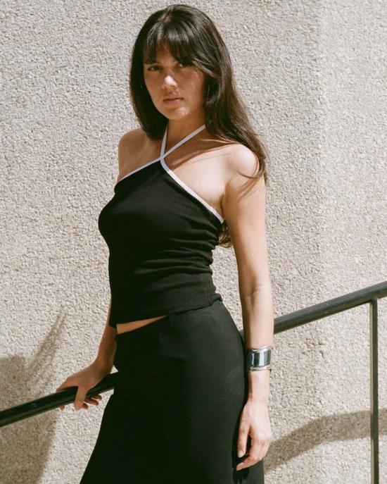  질 로드리게즈 민소매 티셔츠 길 로드리게스 줄리아 콘트라스트 홀터 블랙/화이트 - GIL RODRIGUEZ