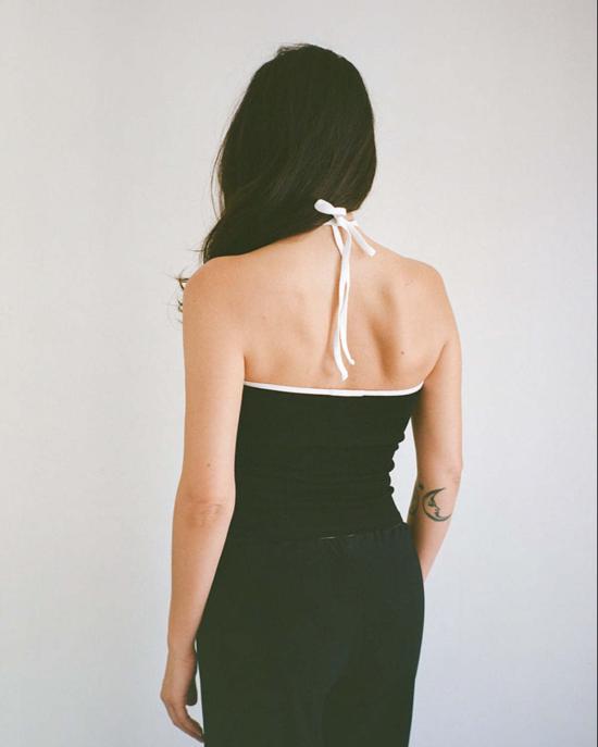  질 로드리게즈 민소매 티셔츠 길 로드리게스 줄리아 콘트라스트 홀터 블랙/화이트 - GIL RODRIGUEZ