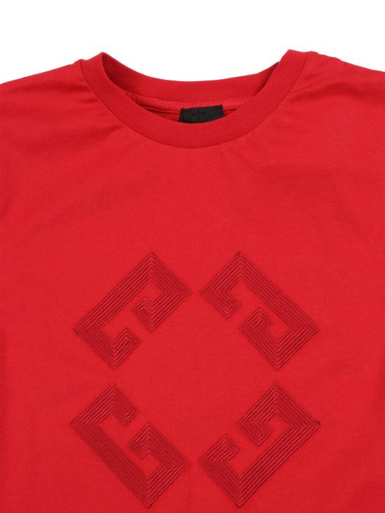  지방시 반팔 티셔츠 키즈 티셔츠 레드 - GIVENCHY