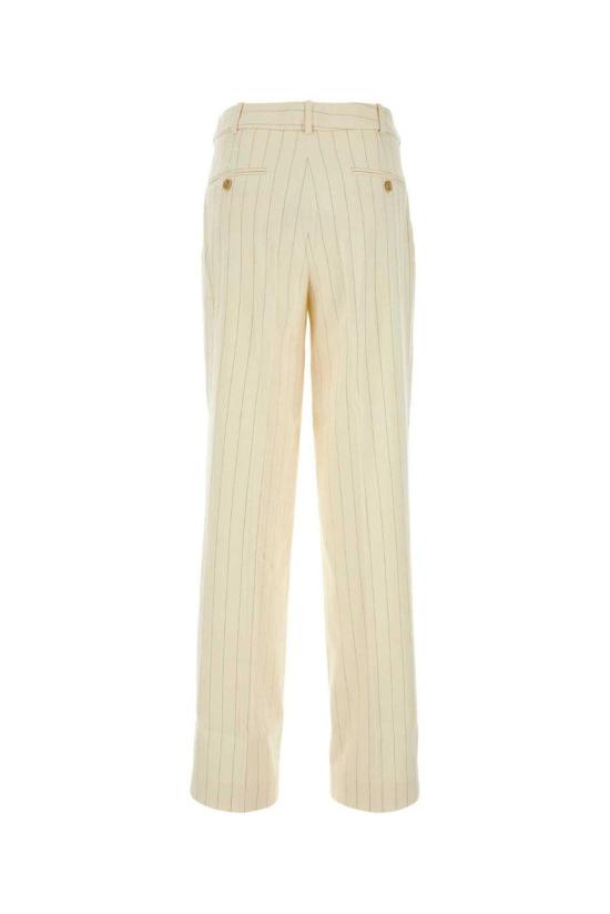  짐머만 스트레이트 팬츠 핀스트라이프 플리츠 팬츠 크림스트 - ZIMMERMANN