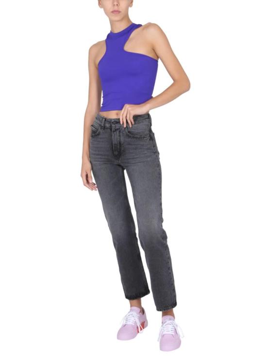  오프화이트 민소매 티셔츠 색상에 엠보싱 로고가 있는 보라색 - OFF WHITE