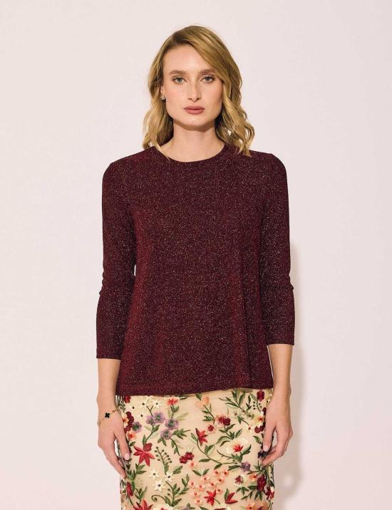  Lindsay Nicholas New York 블라우스 린지 니콜라스 뉴욕 디스코 글리터 브레이슬릿 슬리브 탑 레드