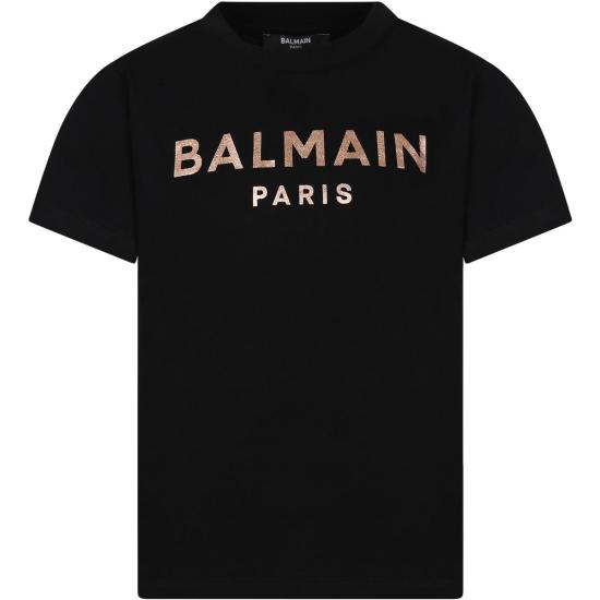  [키즈] 발망 트레이닝 상의 키즈 아이코닉 메탈릭 로고 티셔츠 블랙