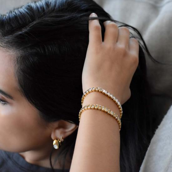  Au 79 Jewelry 바디 주얼리 Au 79 주얼리 비엔나 럭스 테니스 W 클리어 큐빅 지르코니아 골드 브레이슬릿 - OTHER BRANDS