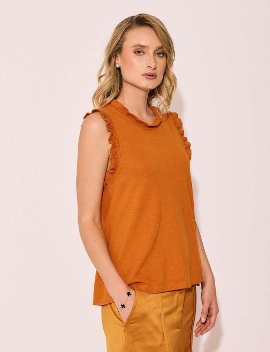  린제이 니콜라스 뉴욕 민소매 티셔츠 린지 니콜라스 뉴욕 프릴 크루넥 쉘 오렌지 - LINDSAY NICHOLAS NEW YORK