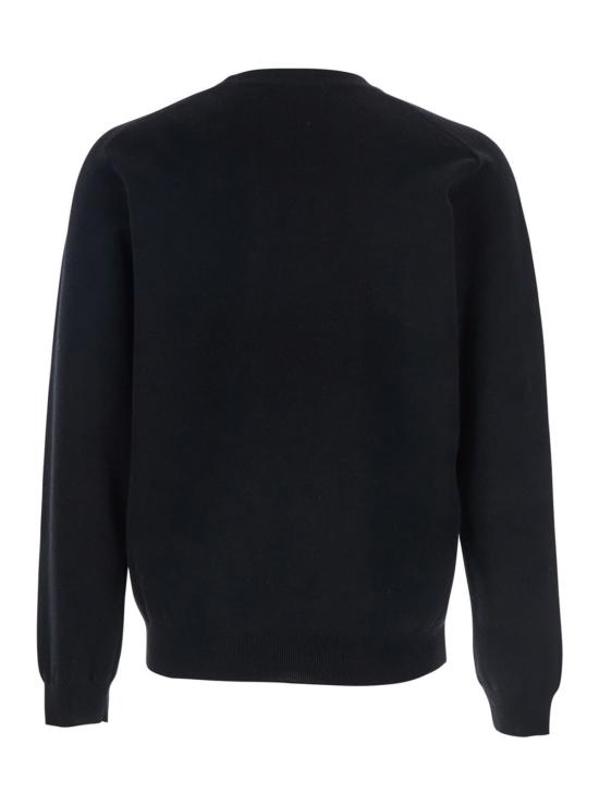  메종키츠네 스웨터 메종 키츠네 블랙 크루넥  (앞면에 여우 패치 장식, 울 소재) - MAISON KITSUNE