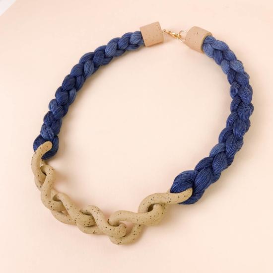  바로우 목걸이/팬던트 트위스트 목걸이 (청/갈색)