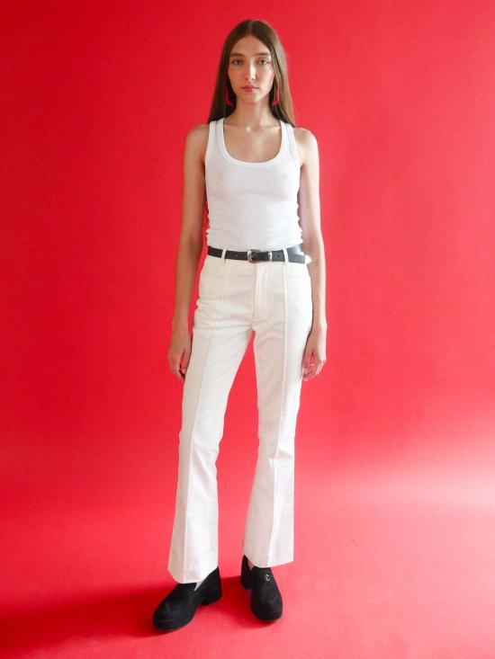  안나 발렌티나 스트레이트 팬츠 비비안 플레어 팬츠 화이트 헤링본 - ANNA VALENTINA