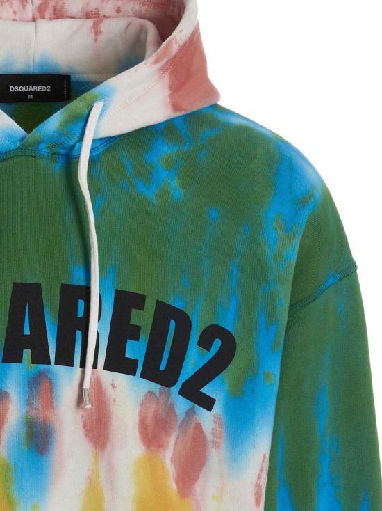  디스퀘어드2 스웨터 Dsquared2 로고 프린트 멀티컬러 타이 다이 후드티 - DSQUARED2