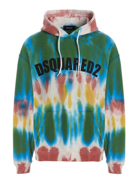 디스퀘어드2 스웨터 Dsquared2 로고 프린트 멀티컬러 타이 다이 후드티
