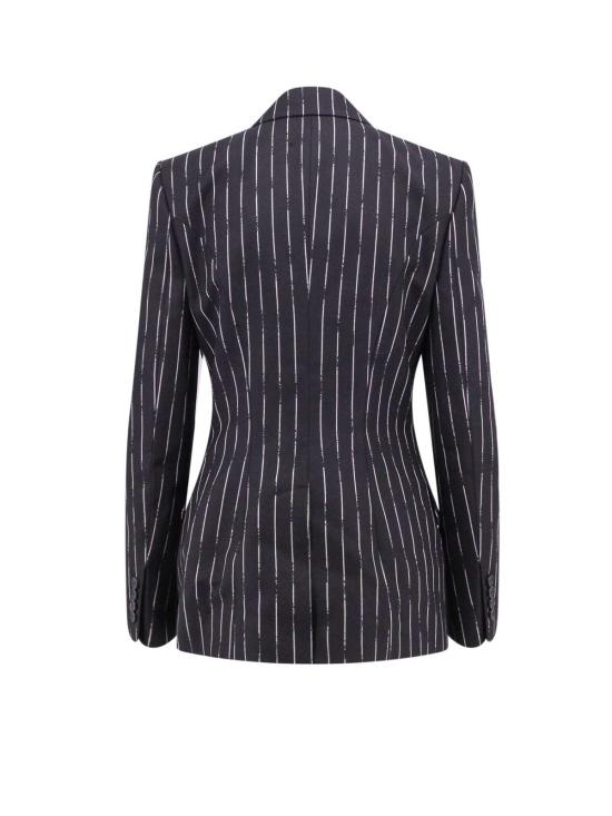  알렉산더 맥퀸 수트 자켓 더블 브레스티드 브로큰 핀스트라이프 블레이저 블랙 - ALEXANDER MCQUEEN