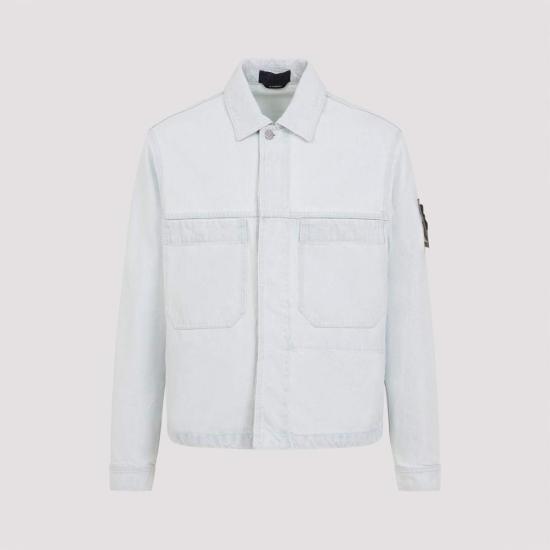  스톤 아일랜드 데님 자켓 바이커 재킷 블루 엑스트라 블리치 - STONE ISLAND