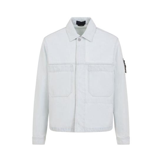  스톤 아일랜드 데님 자켓 바이커 재킷 블루 엑스트라 블리치 - STONE ISLAND