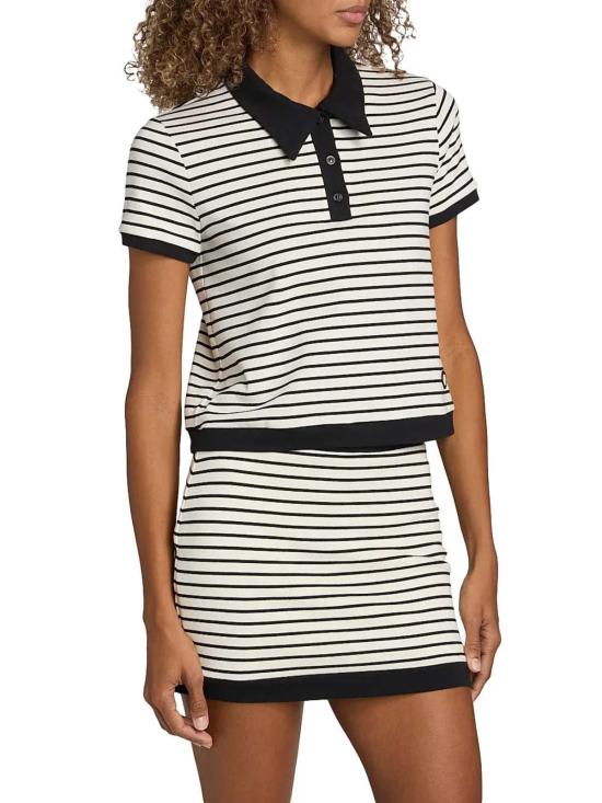  조나단 심카이 반팔 티셔츠 컬렌 스트라이프 스트레치 코튼 블렌드 폴로 셔츠 블랙 멀티 - JONATHAN SIMKHAI