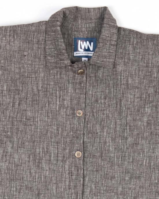  LWN 숏 원피스 Lwn Nou 드레스 크로스 해치 린넨 초콜릿 - OTHER BRANDS