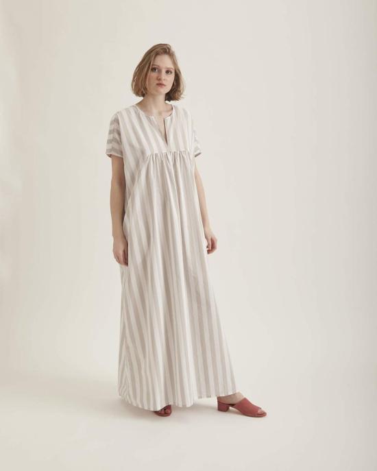  휴머노이드 롱 원피스 레이셀 맥시 드레스 화이트 스트라이프 - HUMANOID