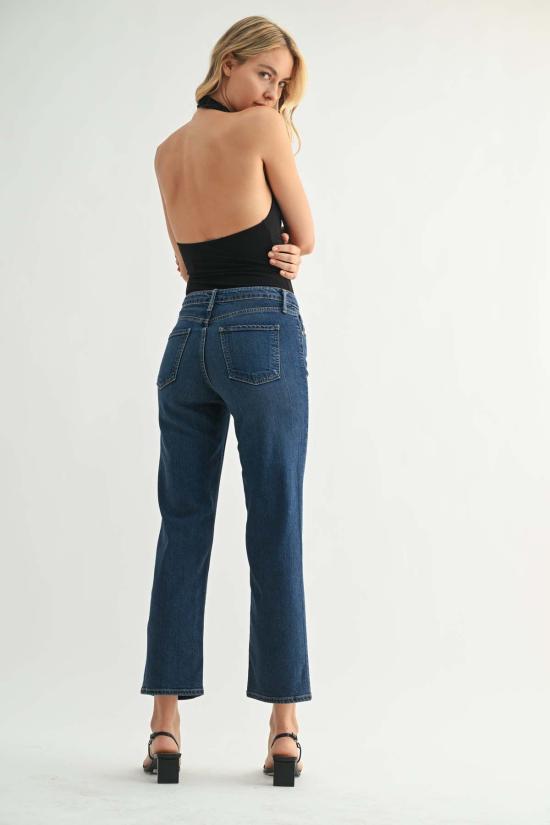  저스트 블랙 데님 데님 팬츠 소프트 90년대 스트레이트 진 다크 데님 - JUST BLACK DENIM