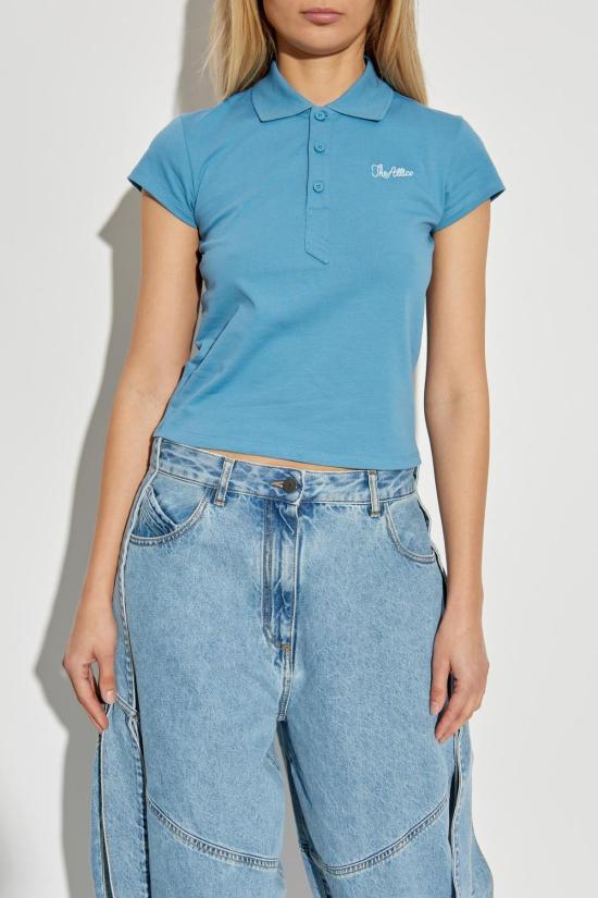  디 아티코 반팔 티셔츠 아티코 로고 폴로 셔츠 클리어 블루 - THE ATTICO