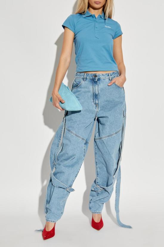  디 아티코 반팔 티셔츠 아티코 로고 폴로 셔츠 클리어 블루 - THE ATTICO