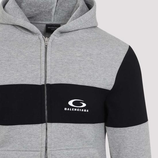  발렌시아가 스웨터 후드티 헤더 그레이 블랙 - BALENCIAGA