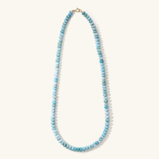  자하바 목걸이/팬던트 라리마 비즈 목걸이 (연한 파란색)