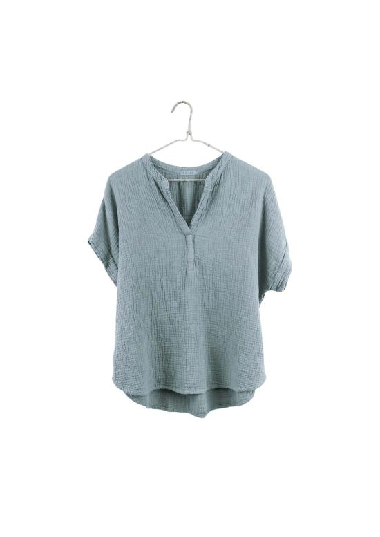  It Is Well L.A. 반팔 티셔츠 잇이즈웰 L.A. 오가닉 크링클드 만다린 탑 - OTHER BRANDS