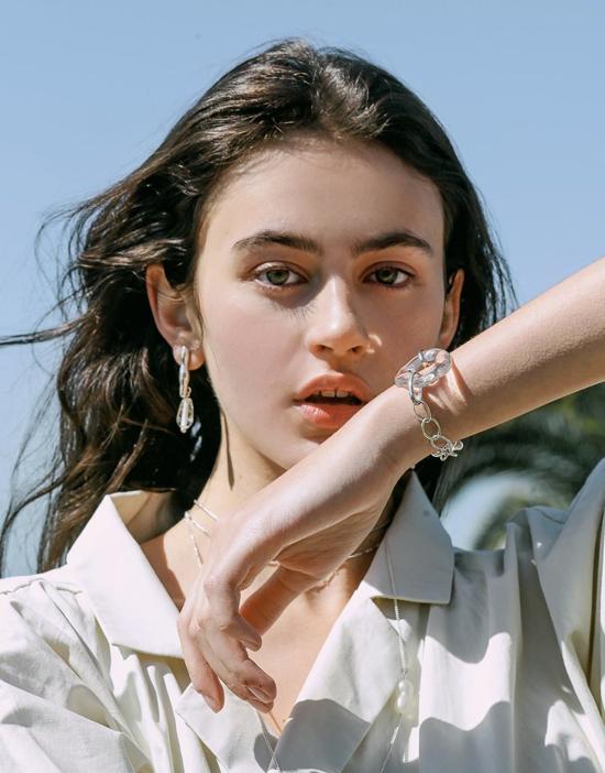  Cled 바디 주얼리 클레드 하이 타이드 타원형 체인 팔찌 스털링 실버