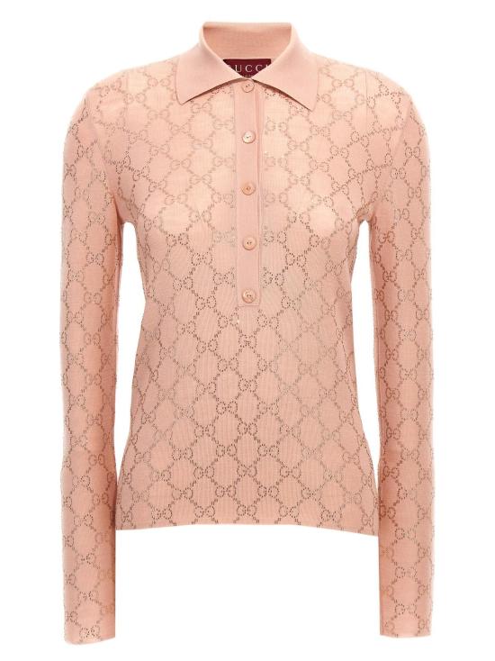  구찌 폴로 티셔츠 라인스톤 로고 폴로 셔츠 누드믹스