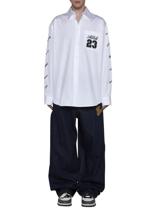  오프화이트 긴팔 셔츠 23 로고 오버사이즈 셔츠 (화이트/블랙) - OFF WHITE