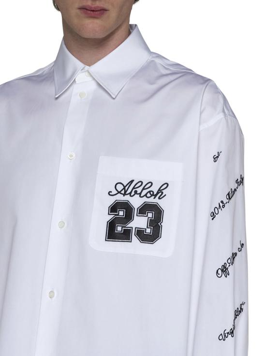  오프화이트 탑 23 로고 오버사이즈 셔츠 (화이트/블랙) - OFF WHITE