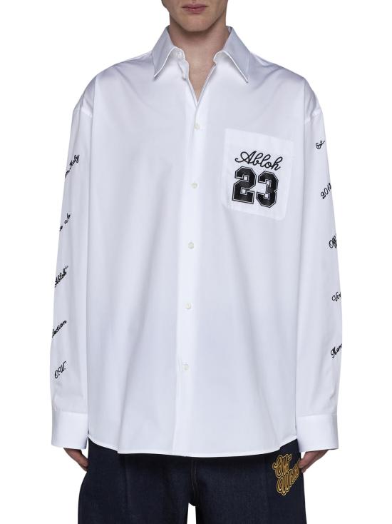  오프화이트 탑 23 로고 오버사이즈 셔츠 (화이트/블랙) - OFF WHITE