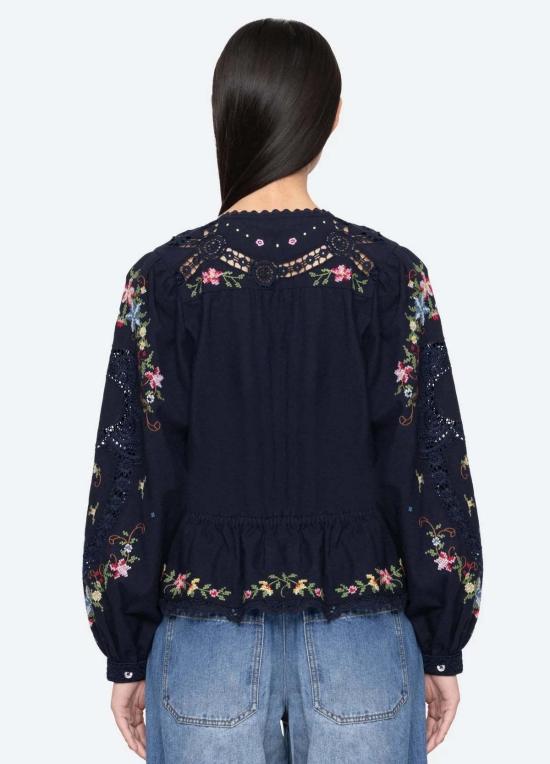  씨뉴욕 긴팔 티셔츠 Sea Ny Edwina L/S 탑 네이비 - SEA NY