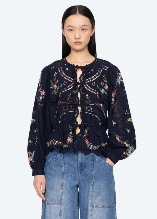  씨뉴욕 긴팔 티셔츠 Sea Ny Edwina L/S 탑 네이비