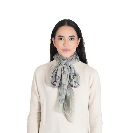  비스마야 머플러/스카프 매그놀리아 블로섬 그라데이션 스퀘어 스카프 민트 그레이 - VISMAYA