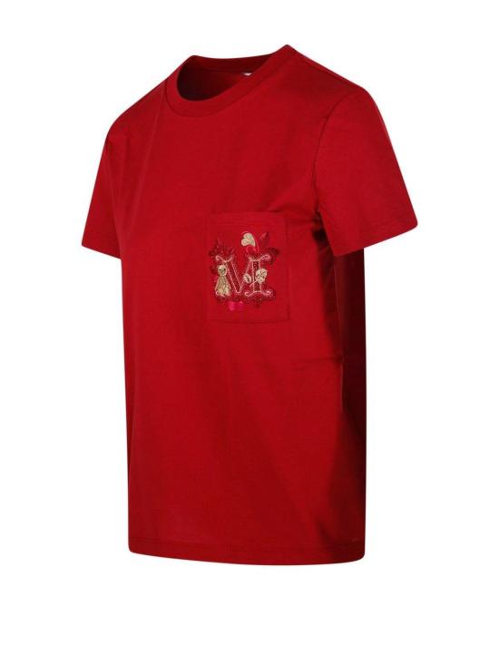  막스마라 반팔 티셔츠 막스 마라 로고 장식 크루넥 티셔츠 핑크 - MAX MARA