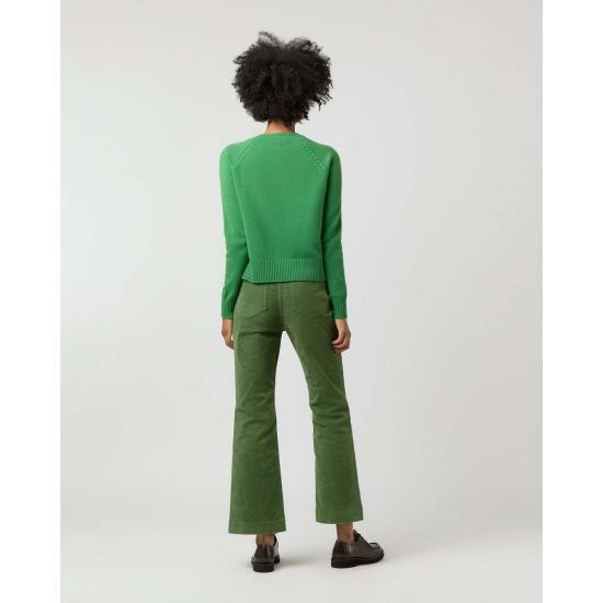  매쉬번 크롭 팬츠 켄달 플레어 5포켓 진 아보카도 스트레치 코드 - MASHBURN