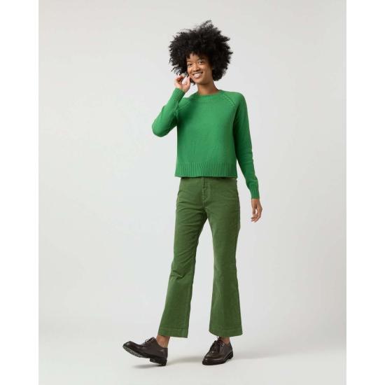  매쉬번 크롭 팬츠 켄달 플레어 5포켓 진 아보카도 스트레치 코드 - MASHBURN