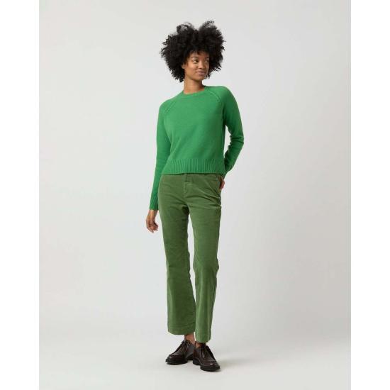  매쉬번 크롭 팬츠 켄달 플레어 5포켓 진 아보카도 스트레치 코드 - MASHBURN