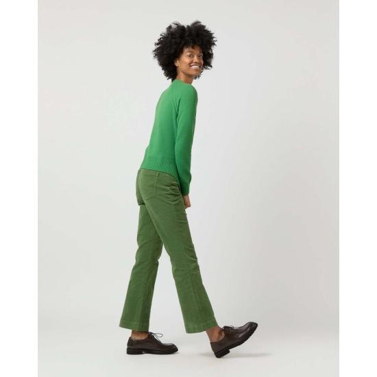  매쉬번 크롭 팬츠 켄달 플레어 5포켓 진 아보카도 스트레치 코드 - MASHBURN