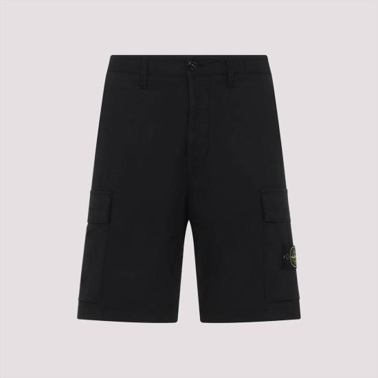  스톤 아일랜드 숏팬츠 코튼 쇼츠 블랙 - STONE ISLAND