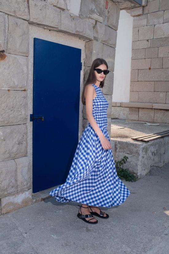  Untitled in Motion 롱 원피스 무제 인 모션 안나 드레스 이오스 체크 - UNTITLED IN MOTION