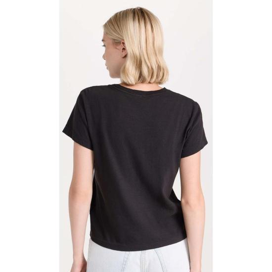  리던 반팔 티셔츠 Re/Done 클래식 티 먼데이 어게인 워시드 블랙 - RE/DONE