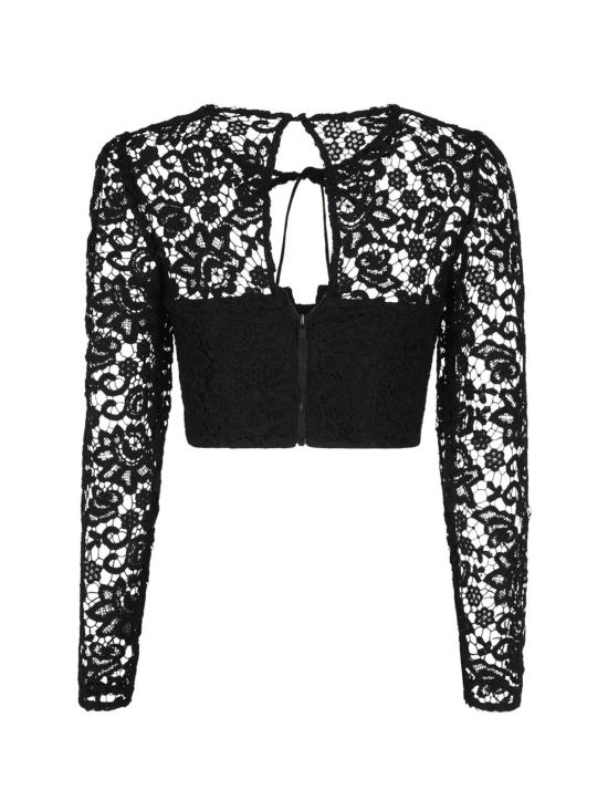  셀프 포트레이트 블라우스 크롭 레이스 탑 블랙 - SELF PORTRAIT