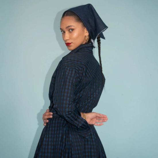  Heather Harlan 셔츠 헤더 할란 웨이스티드 셔츠 깅엄 태피터 - HEATHER HARLAN